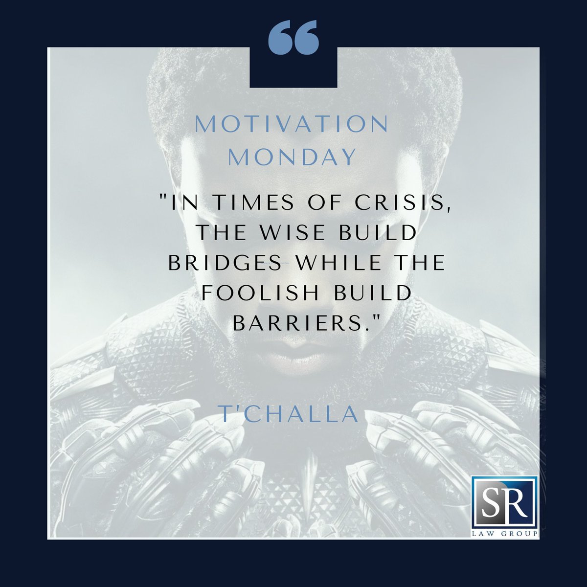 srlawgrp's tweet photo. It’s Monday so it’s time for #MondayMotivation for this post today we wanted to honor actor Chadwick Boseman who passed this weekend by using a quote by his character, T’Challa from the movie Black Panther.

Have a great week!

#SRLawGroup #BlackPanther #MondayMotivation https://t.co/84m81Qssim