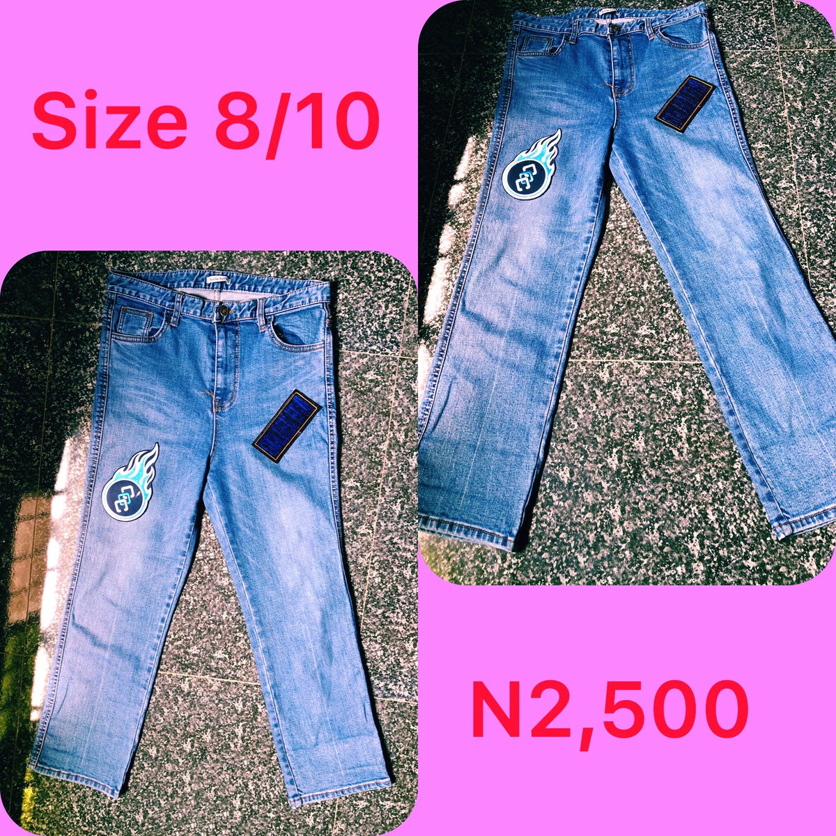 Slide 1: bf jeans      Size 18, N2,500Slide 2: bf jeans       Size 8/10, Price: N2,500Slide 3: bf jeans       Size 16, Price: N2,500Slide 4: bf jeans       Size 12/14, Price N2,500