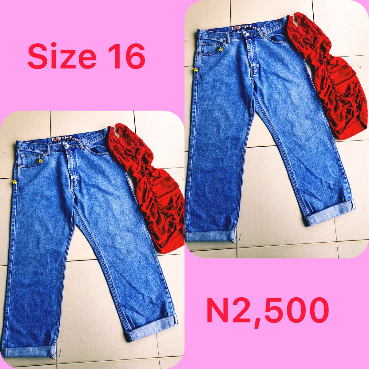Slide 1: bf jeans      Size 18, N2,500Slide 2: bf jeans       Size 8/10, Price: N2,500Slide 3: bf jeans       Size 16, Price: N2,500Slide 4: bf jeans       Size 12/14, Price N2,500