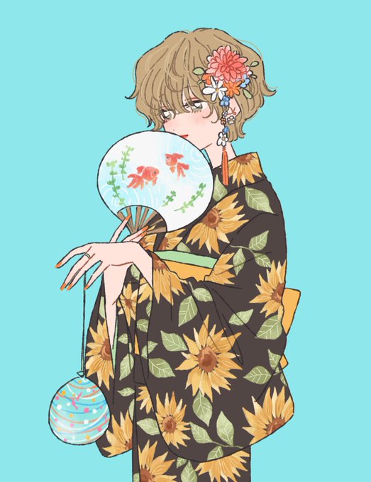 「頭に花 団扇」のTwitter画像/イラスト(人気順)