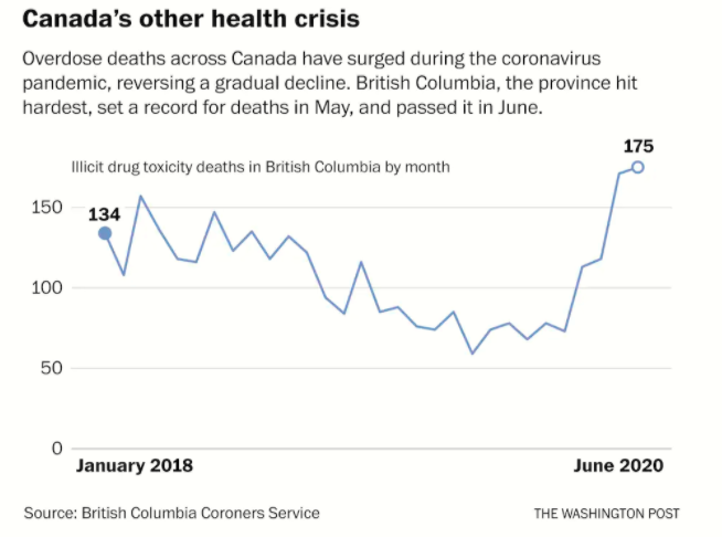 ASAMorg's tweet photo. Accidental drug overdose has killed more than 15,400 people in Canada since 2016 and the numbers have increased possibly as a result of COVID-19. #MedTwitter #ASAMWeekly #AddictionMedicine
https://t.co/ZZJIkvgAEJ https://t.co/6zOumNm6WQ