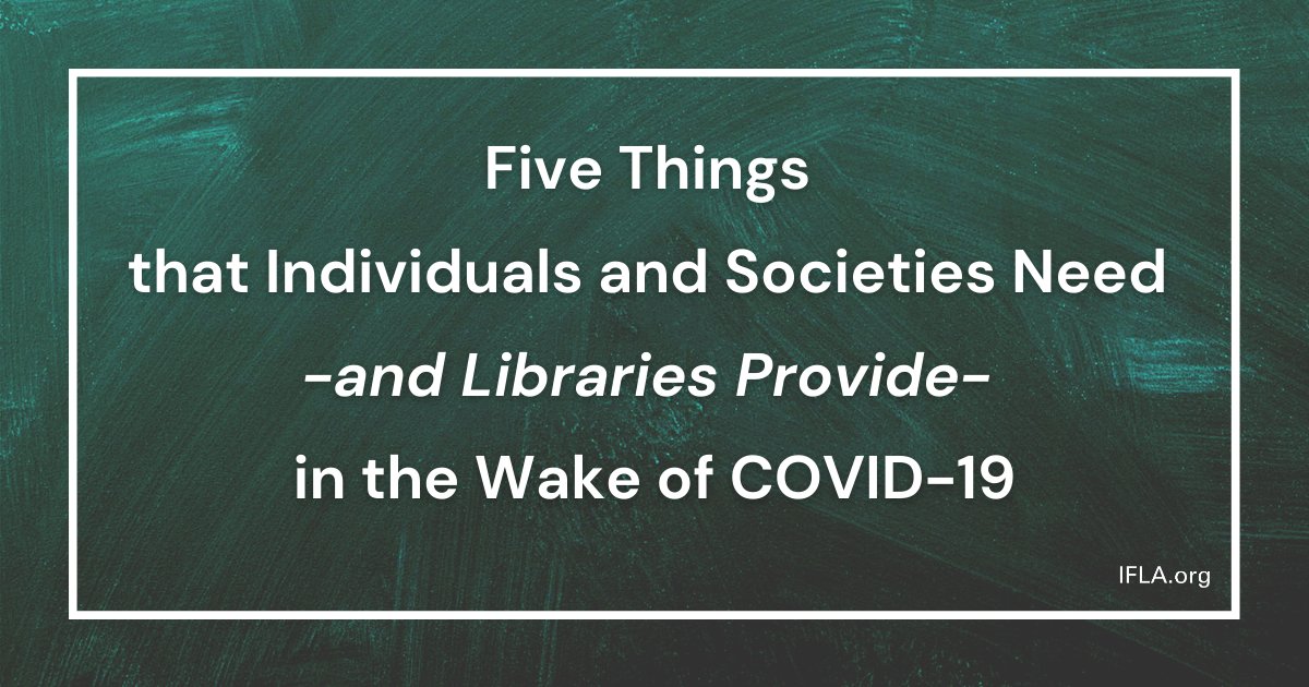 #COVID19 has left communities needing to:

- ensure equitable #education
- provide #employment support
- #innovate and take better decisions
- rebuild social connections
- allow people to relax and recover

#Libraries can help! Read our blog for more: bit.ly/2G8wiaJ