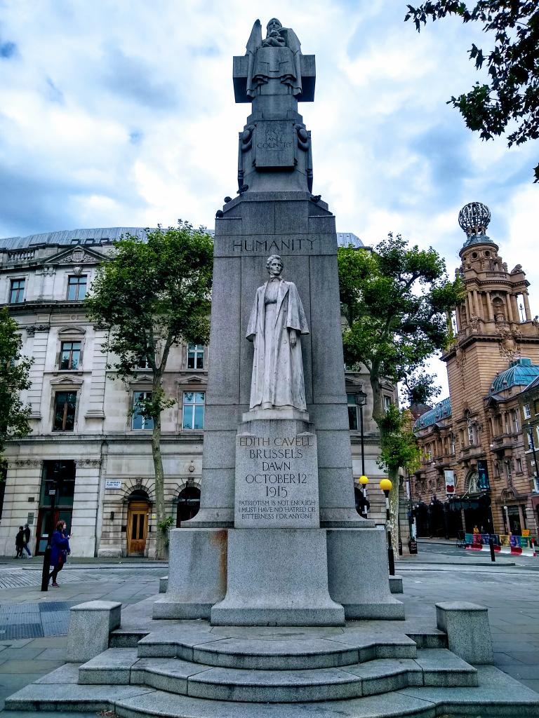 Edith Cavell, nurse, executed for spying at dawn on 12 October 1912. She was nursing wounded WW1 soldiers. I've been to Edith Cavell Mountain in Alberta, Canada.  #womenstatues