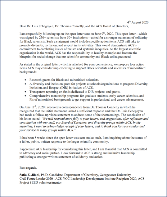 On 8/4/2020, exactly 8 weeks from my original Open Letter, I followed up on the CEO's letter, specifically his last two sentences here.Two days later, 8/6/2020, I was contacted by the Executive Vice President of ACS Education, to meet on Zoom. (I LOVE HER BTW!!)5/13