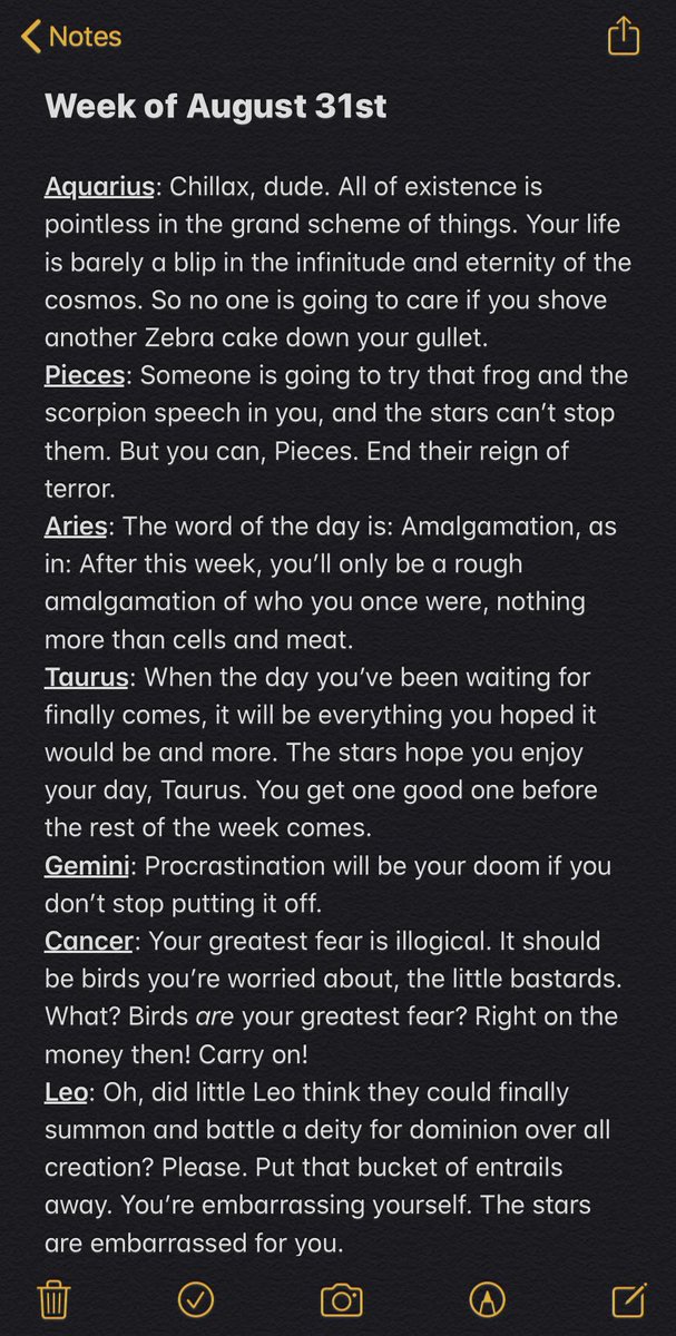 NotesHoroscope's tweet image. Horoscopes for the week of August 31st
