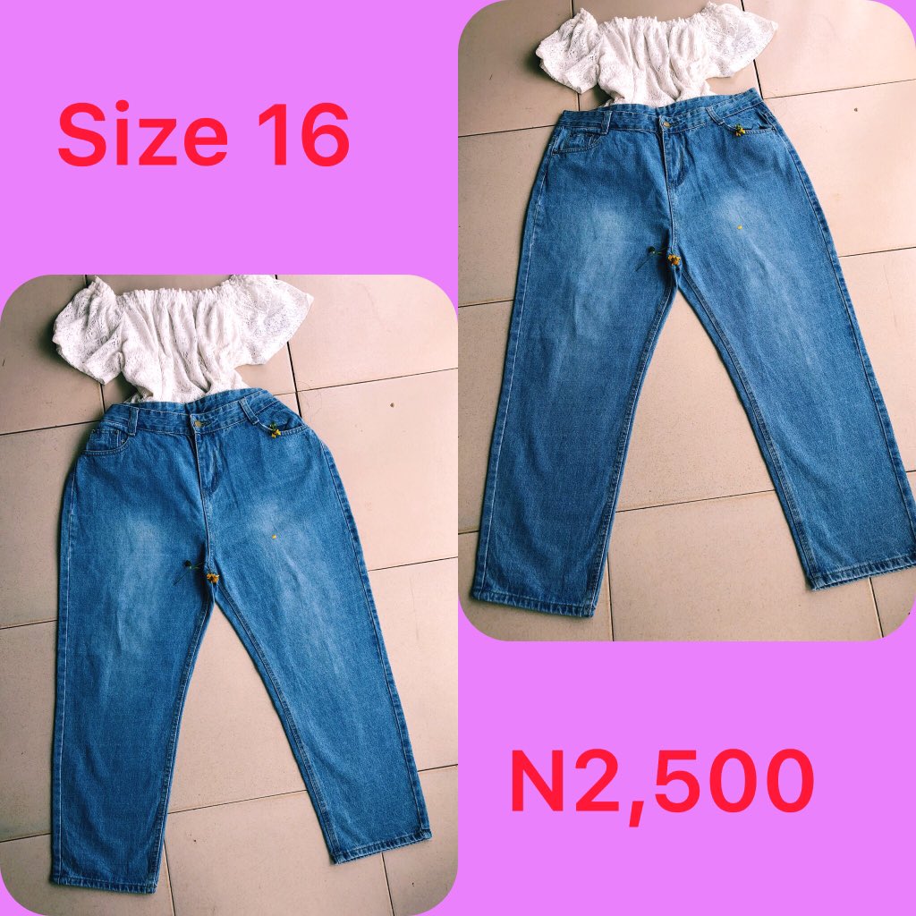 Slide 1: bf jeans      Size 22, N2,500Slide 2: bf jeans       Size 16, Price: N2,500Slide 3: bf jeans       Size 22, Price: N2,500Slide 4: bf jeans       Size 10/12, Price N2,500