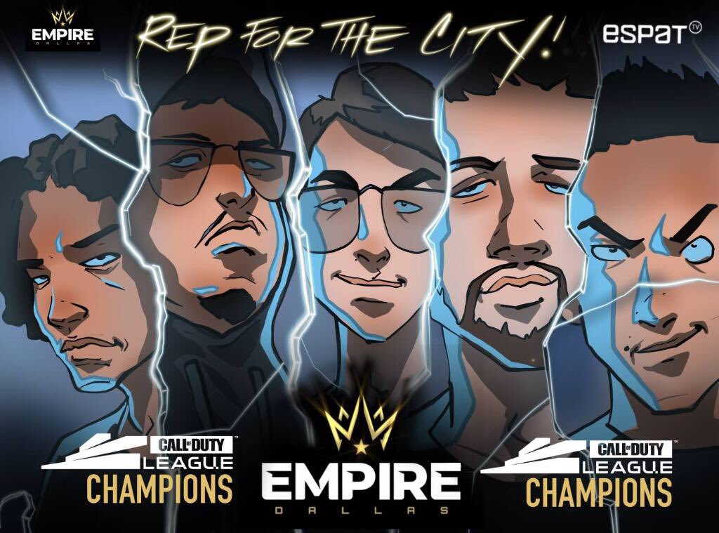 A huge 🗣 to: @Clayster @Shotzzy @Crimsix @Huke @iLLeYYY and the entire @DallasEmpire !!! They sit on the throne as the @CODLeague 2020 Champs!

#CDLChamps | #CDL2020  | #CDL |  #TakeTheThrone  | #esports 

🔥🎨: @JaiComixArt | ESPAT TV