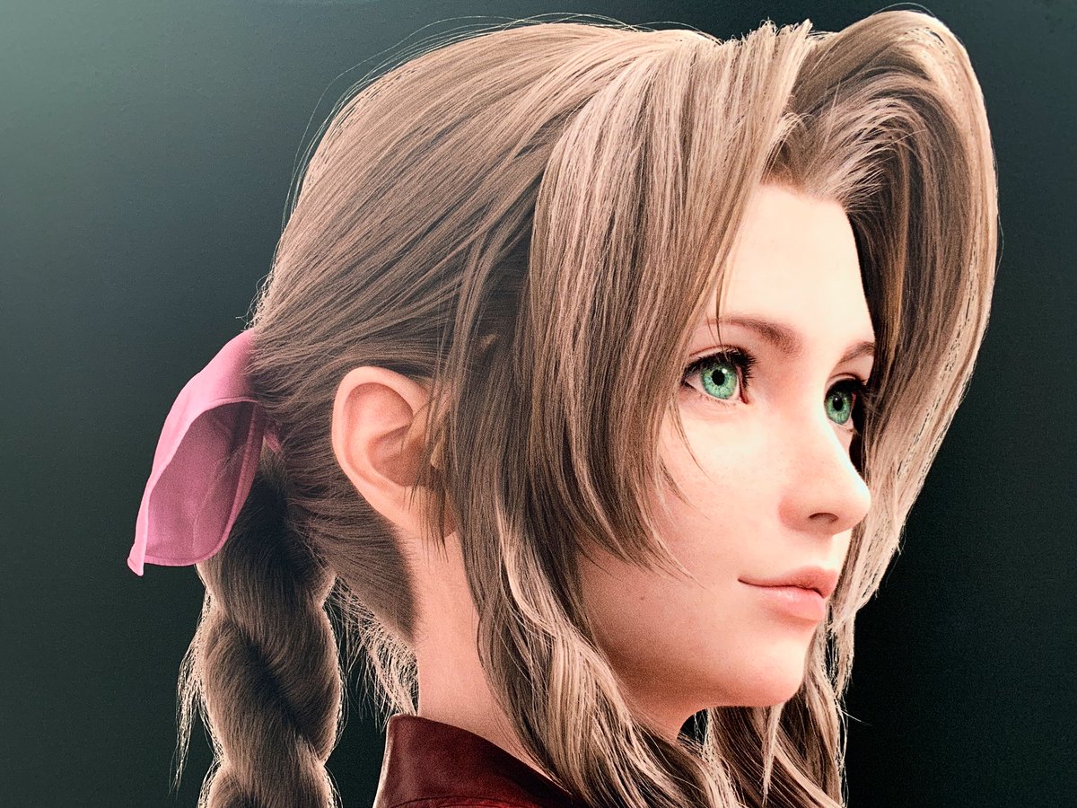 Never noticed that Aerith has actual flyaways in her hair. The details in her bangles are really pretty too.  #FF7RxSkytree