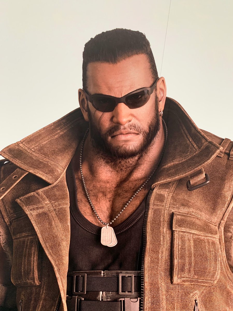 The etching in Barret’s gattling gun as well as his tattoo and vest fabric threading is so impressive. Also, his military tag says:Barret Wallace/MaleDecember 15, XXXIOMidgar Avalanche, LeadCall; XXX•XXXX•XXXX #FF7RxSkytree