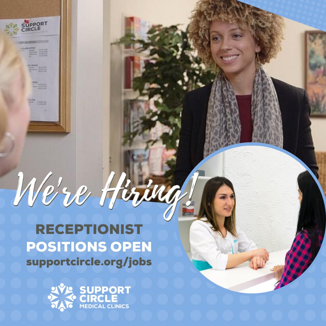 gosupportcircle's tweet photo. Join the Support Circle Clinics Team!
We're hiring two receptionists - NO experience required

Visit https://t.co/SxaZXM7S4x https://t.co/vdq7AcPHvd