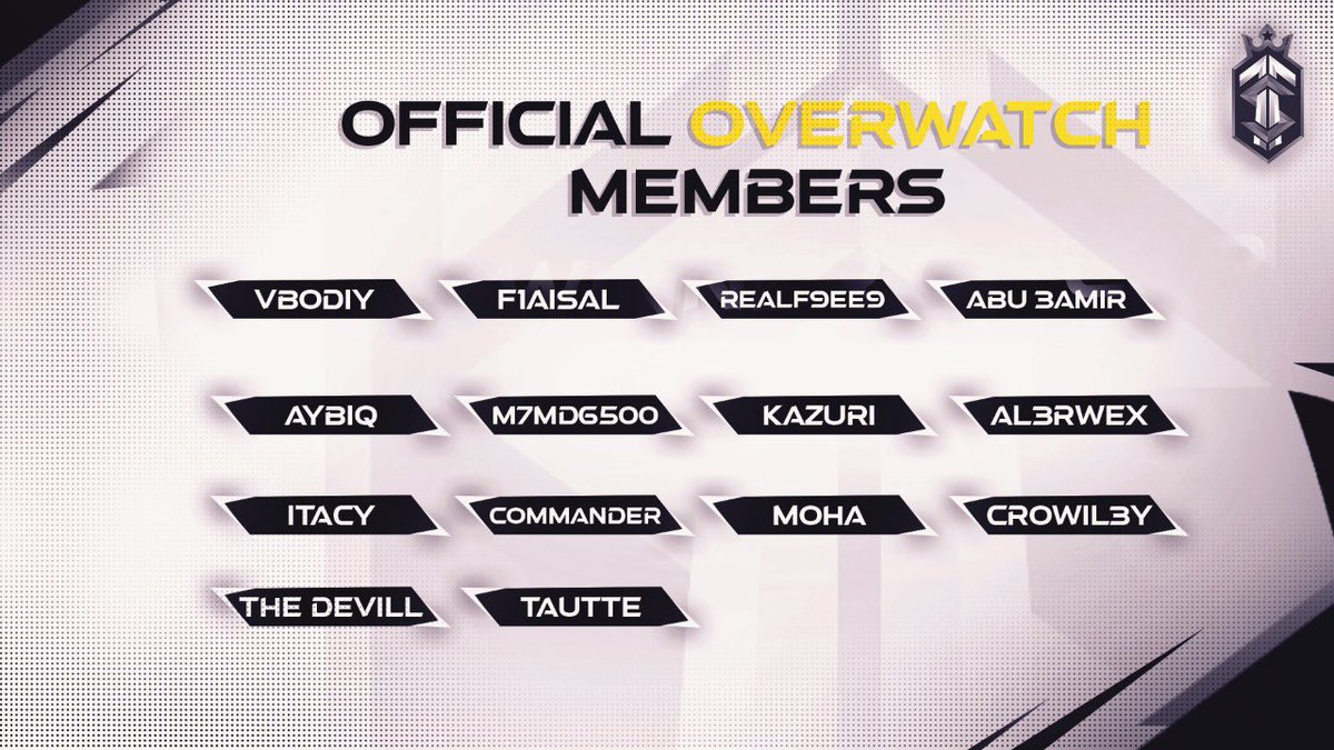 ابطالنا جاهزين للتحديات ، أين الخصم !👀
OFFICIAL OVERWATCH MEMBERS :
🛡| VBODIY
⚔️ F1AISAL
⚔️ REALF9EE9
⚔️ ABU 3AMIR
💉| AYBIQ
⚔️ M7MD6500
💉| KAZURI
⚔️ AL3RWEX
⚔️ COMMANDER
🛡| ITACY
💉| MOHA
🛡| CROWIL3Y
🛡| THE DEVILL
⚔️ Tautte
#STrOnGFoRce