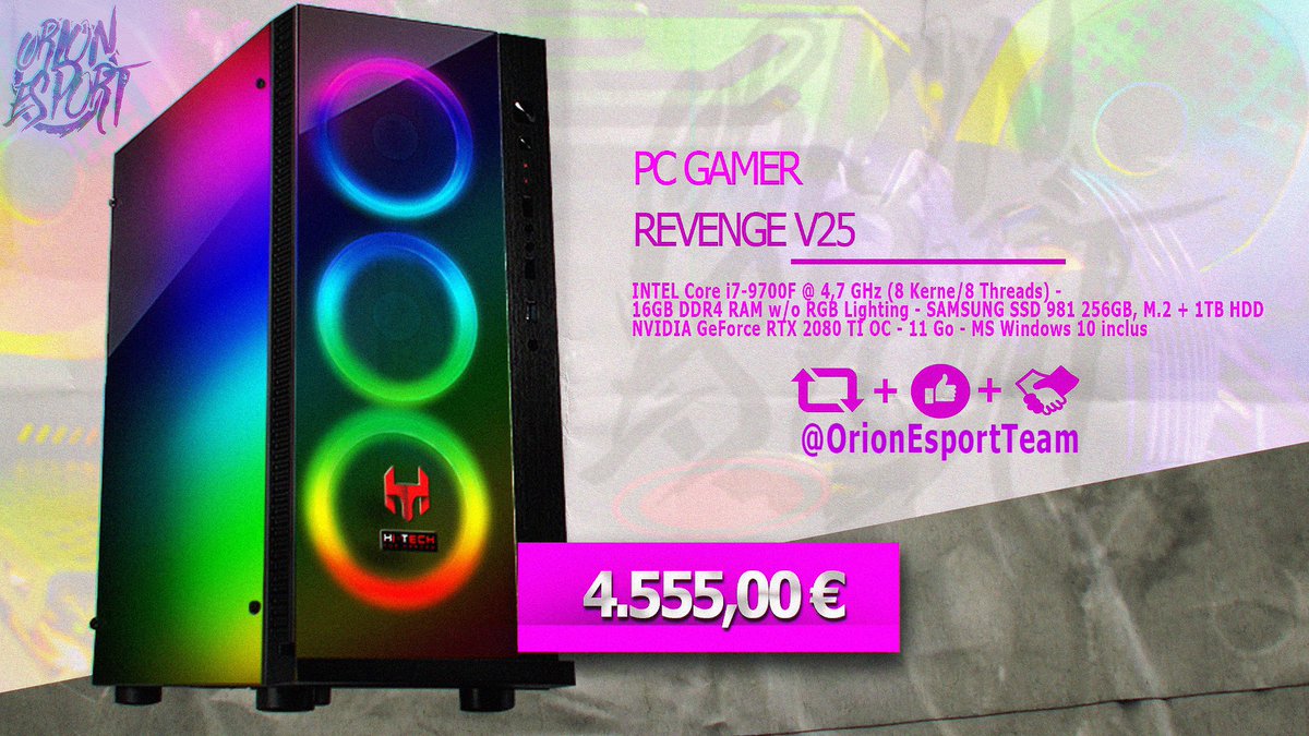 OrionEsportTeam's tweet image. #CONCOURS 🎁 

Tentez votre chance de gagner un PC GAMER d’une valeur de 4.555,00€ ! 

(Vous pouvez recevoir l’argent via PayPal)

Pour participer:

Retweet♻️
Follow @OrionEsportTeam @LIGclan 

Mentionne 3 amis 👫

Tirage le 5 Septembre 🏁