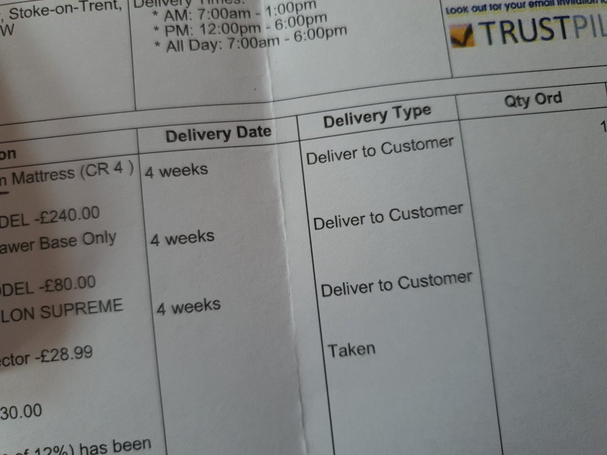 DavidTownson (@davidtownson) on Twitter photo .<a href="/BensonsForBeds/">Bensons for Beds</a> ordered a new bed on Saturday and as part of sales process was told "definitely be delivered in Sept" - order paper says 4 weeks. Had a text asking me to ring and schedule actual date and was told 10th November. Feeling hoodwinked. Suggestions? .<a href="/BensonsForBeds/">Bensons for Beds</a> ordered a new bed on Saturday and as part of sales process was told "definitely be delivered in Sept" - order paper says 4 weeks. Had a text asking me to ring and schedule actual date and was told 10th November. Feeling hoodwinked. Suggestions?