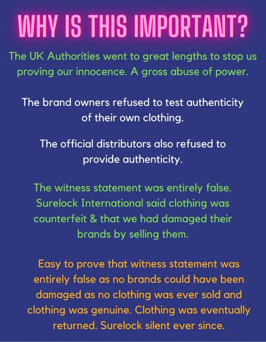 Some clothing was seized for testing on the day of the raids, as I was setting up a clothing business. After the  #metpolice frame up failed, ex- #metpoliceuk detectives  @surelock_ were commissioned to frame me & my mum. #DowningStreet  #BBC1  #ITV