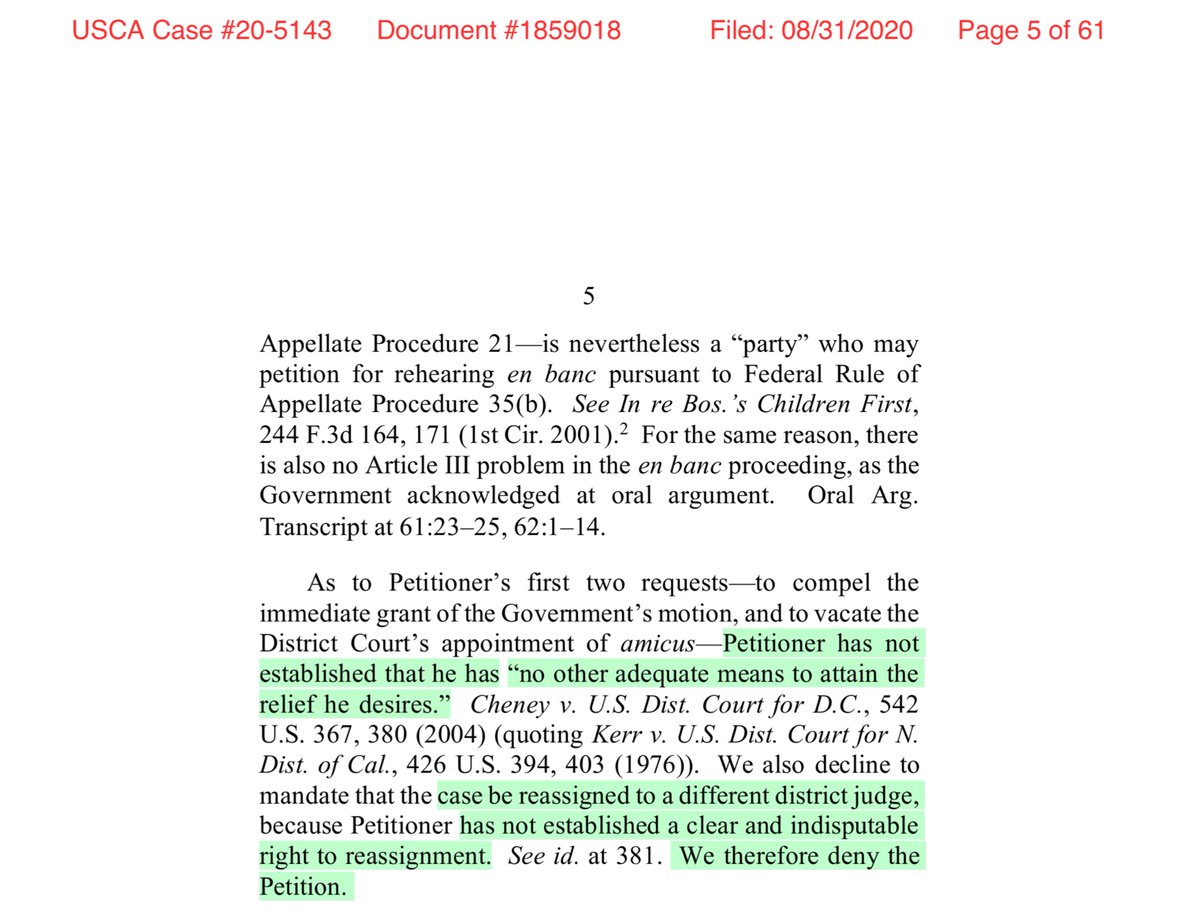OH...MY...it’s a TWO for ONE“We also decline to mandate that the case be reassigned to a different district judge, because Petitioner has not established a clear and indisputable right to reassignment....We therefore deny the Petition...”  https://twitter.com/File411/s...