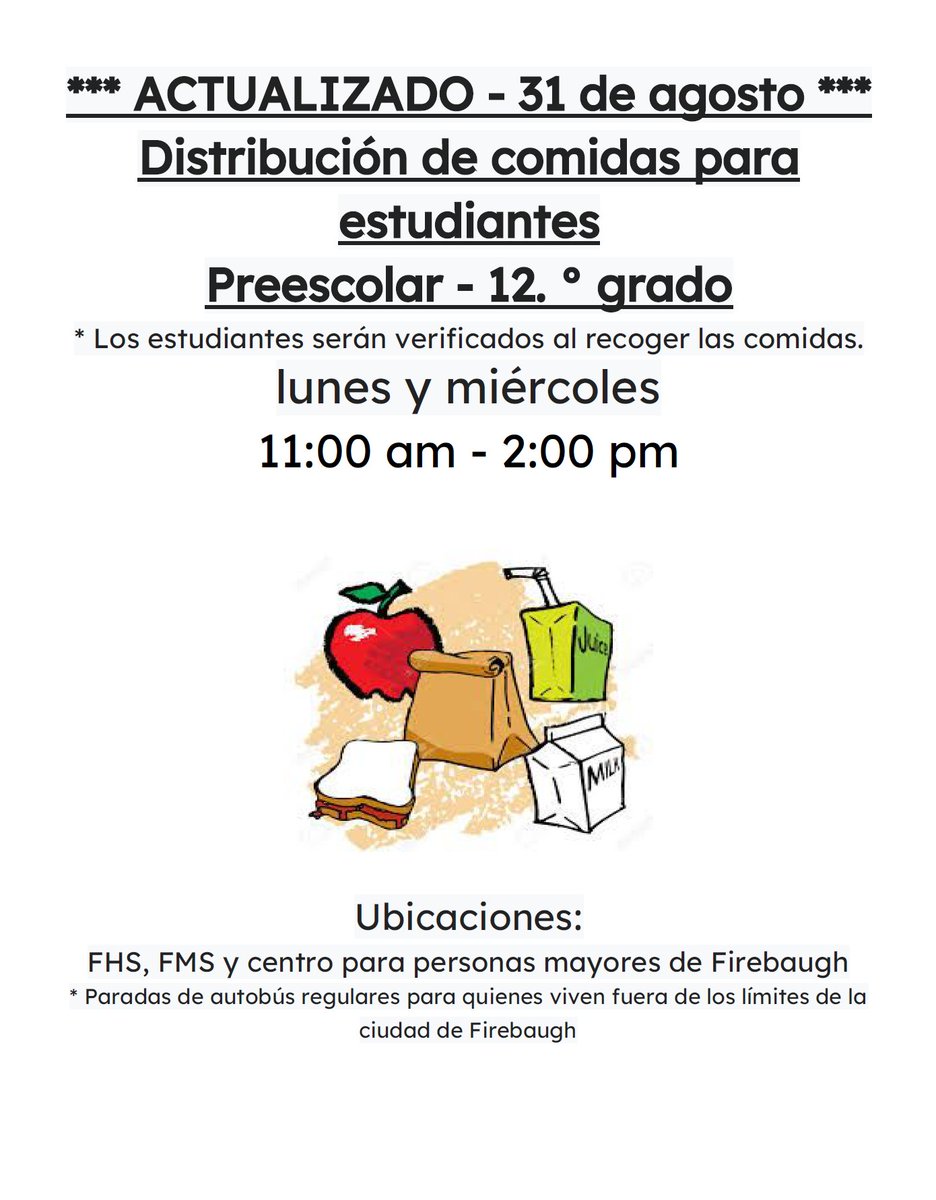 millsinter's tweet image. Mills Hawks - meal pick-up times have changed.  The days are the same: Mondays and Wednesdays, but the time is now from 11:00am - 2:00pm. #fldusd #supfreitas #millsinter