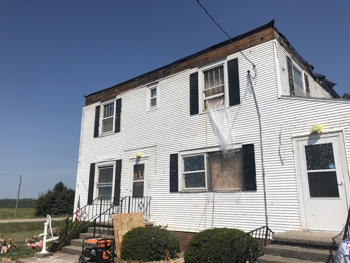 I met Terry & Judi Hertle. They live(d) in the house T was born in, that he’s lived in his whole life. Was built in 1919 by his grandparents who came over on the Red Star Line from Germany. The house now has no roof. Black mold is taking over the basement  #IowaDerecho