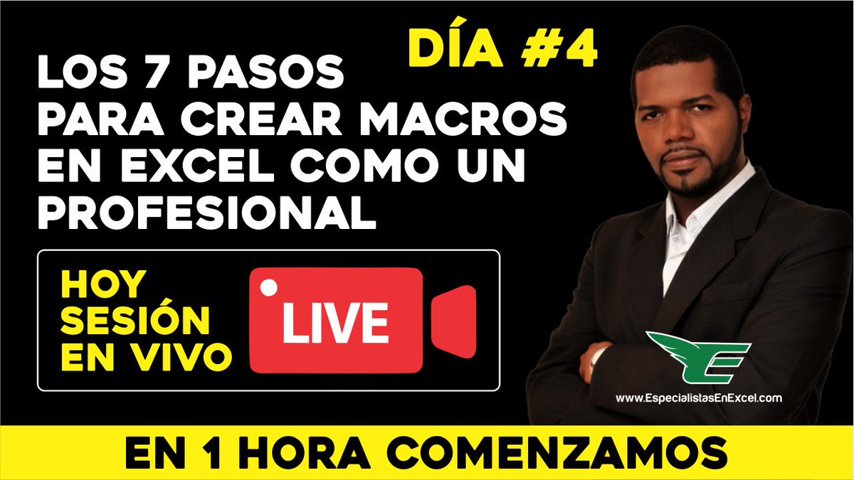 ee_excel's tweet image. SESIÓN EN VIVO HOY! - EVENTO EXCLUSIVO
7 PASOS PARA CREAR MACROS en #Excel COMO un PROFESIONAL Día #4
¿No te has registrado? HAZLO AHORA! para estar presente
👉bit.ly/Evento_GRATIS_…
#AprendiendoExcel #CursoExcel #TipsExcel #MacrosDeExcel