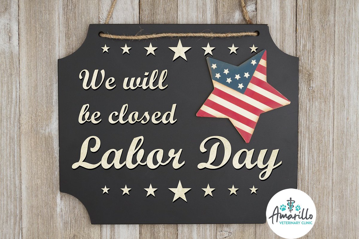 We will be closed September 7th in observance of the Labor Day Holiday. We will reopen on Tuesday with regular hours.

Everyone have a safe and wonderful holiday!

#amarillovetclinic #amarillovet #amarilloveterinaryclinic #welovepets #dogs #cats