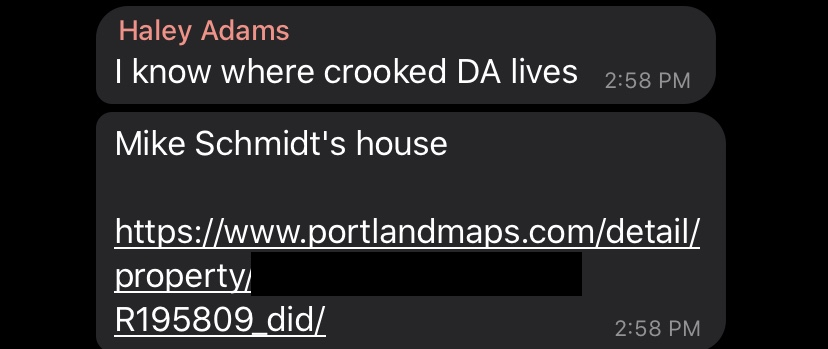 AnonF12PDX's tweet photo. Haley Adams (@VivaLaHaley3), do you want to discuss why you are inciting violence among your group chats. 

You got Skylor Jernigan to pull the trigger and you killed Jay through Chandler's actions that you encouraged.

You have blood on your hands. https://t.co/fiHhflV09k