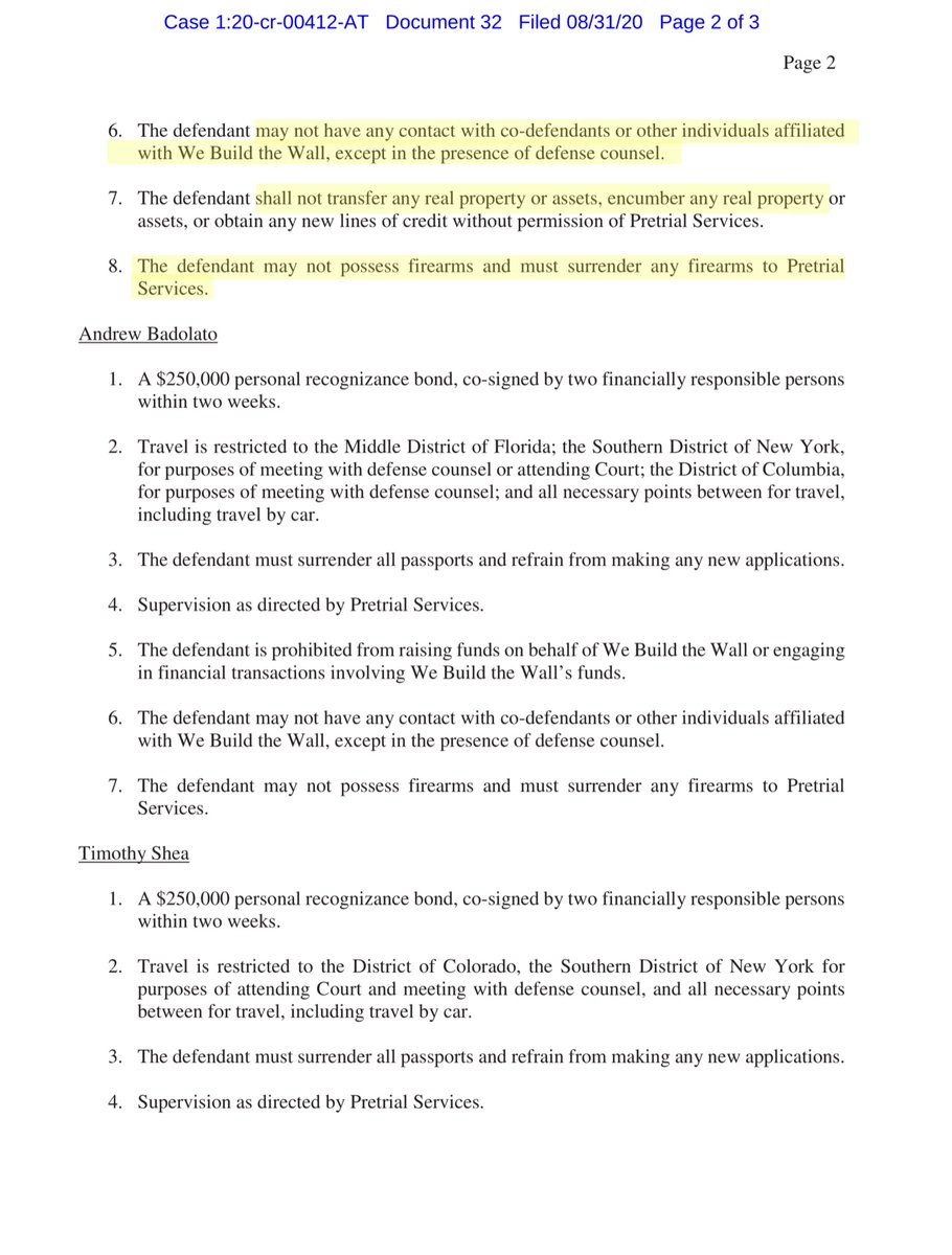 Dear BRI-Bri and Timmmhee and Dreweew1st turn in your firearms2nd damn no more Facebook Streams with Steve3rd turn your passports in4th nah you can’t sell or transfer any tangible property oh and y’all need to shut your fugly pie holes<— https://ecf.nysd.uscourts.gov/doc1/127127508860