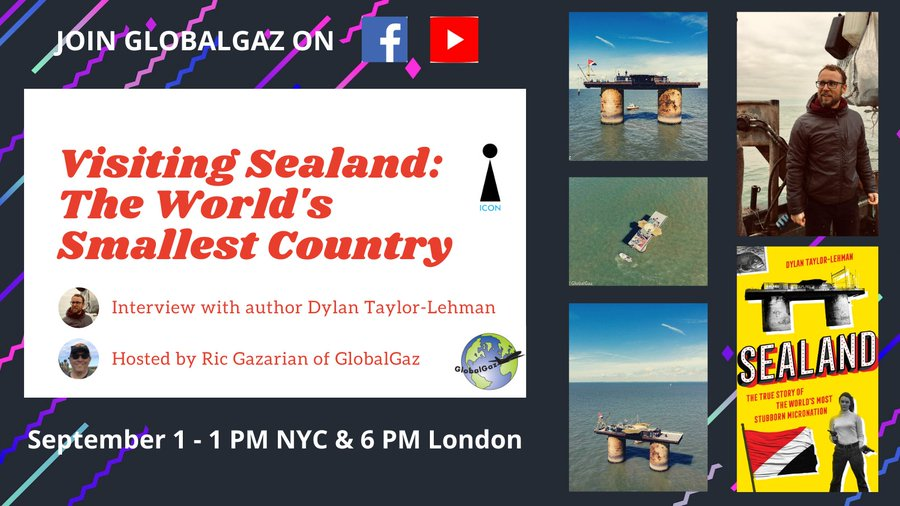 Important! I will be doing an extensive livestreamed interview about Sealand and "Sealand" on the channels in the image below. Thanks to <a href="/Global_Gaz/">GlobalGaz</a> for this cool opportunity - it should be quite informative and fun!

#micronations #sealand #longform #nonfiction #writing