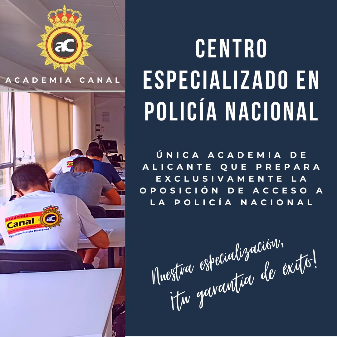 AcademiaCanal's tweet photo. @academiacanal dedica todos sus recursos a la preparación exclusiva de las oposiciones de acceso a la Policía Nacional 👮‍♀️👮‍♂️, garantizándote una formación de calidad 💪

🌐 https://t.co/7isQjCWTt3

#academiacanal #policíanacional #cnp #escalabásica #opositarpolicía #opositar https://t.co/n9VWJvpjxS
