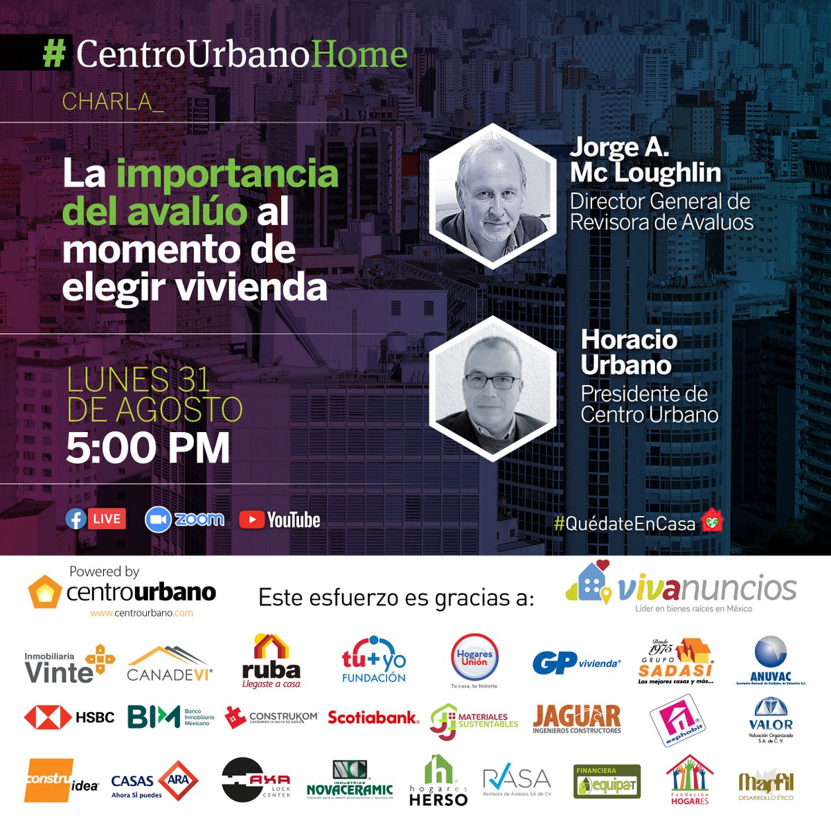 CentroUrbano's tweet photo. ¿Por qué son importantes los avalúos al momento de elegir vivienda?

En punto de las 5:00 pm conéctate a #CentroUrbanoHome y sigue la charla con @JorgeMcLou, director general de @RAvaluos.

🎥🔴Facebook Live👉https://t.co/HcdU98tsrL

▶️ YouTube👉https://t.co/oTl53QshaN https://t.co/pvU6NowWMY