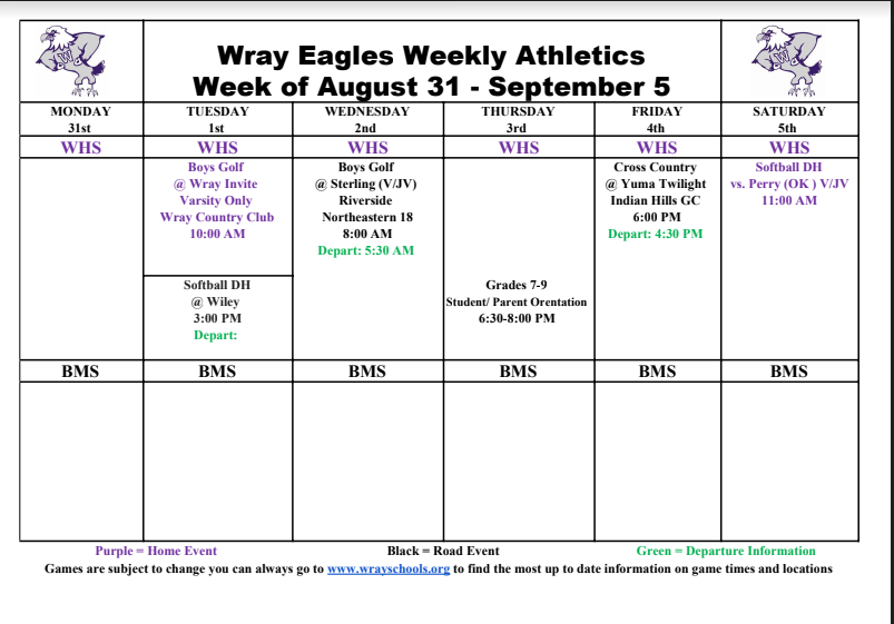 This Week at Wray Schools / Esta Semana en Wray Schools