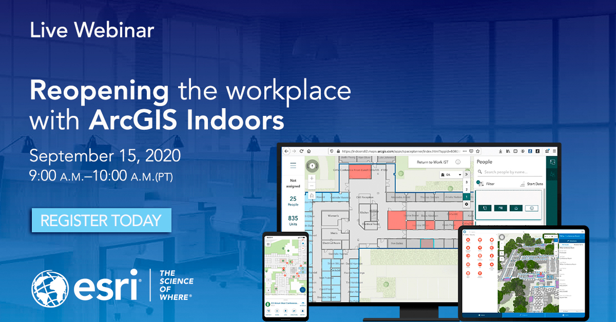 Organizations need to be well prepared to be able to reopen their workplaces for employees in the Covid-19 recovery phase. Join our live webinar to learn how ArcGIS Indoors helps to do so easily and safely:
ow.ly/hM8i50Bds8f #smartworkplace #indoorGIS #spaceplanning <a href="/Esri/">Esri</a>
