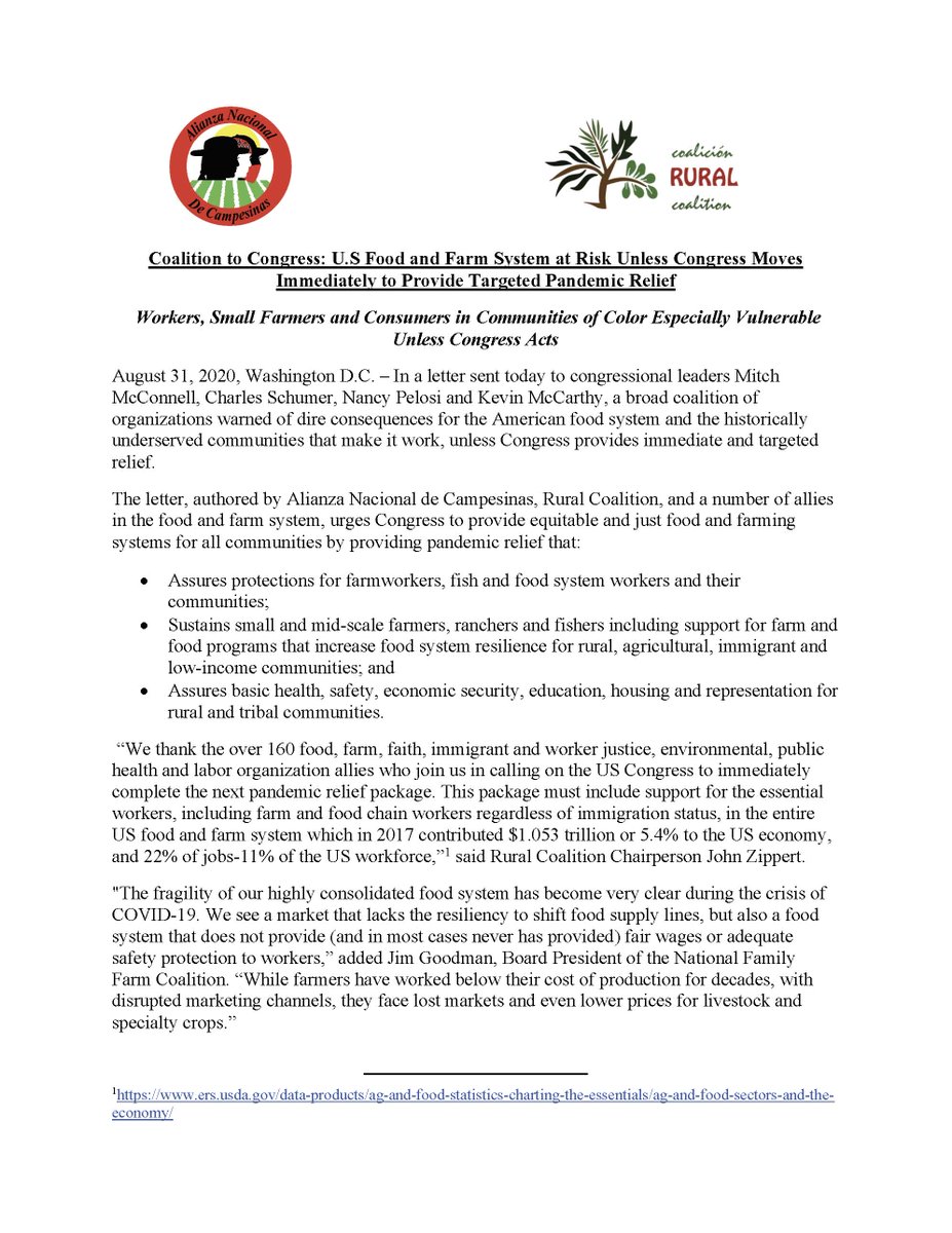 RuralCo's tweet photo. We joined 160+ orgs demanding Congress provide pandemic relief for the farm, fish, and food systems &amp; rural + immigrant communities. Join us this week in telling Congress to #ProtectOurCommunities. https://t.co/6VPRulf8Mv https://t.co/r2PN7lux4J