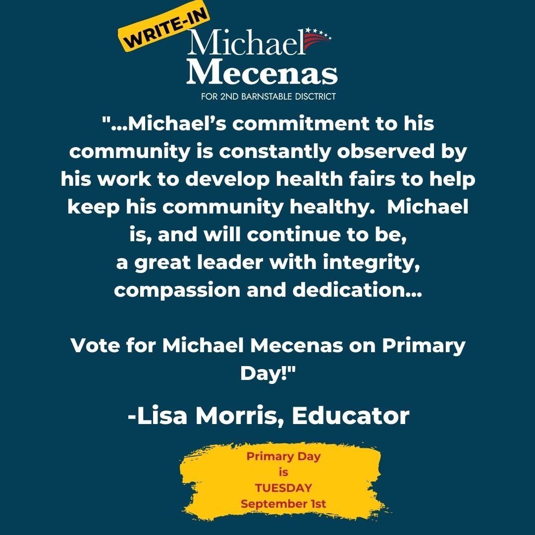 michaelmecenas's tweet photo. This campaign is about inclusion and lifting up the diverse voices from across our district. 

Can you help us cross the finish line on Tuesday, September 1st? Every dollar helps: https://t.co/FlL7IpxQml

#barnstable2gether #writeinmichaelmecenas #mapoli https://t.co/M4ORwaWBIi