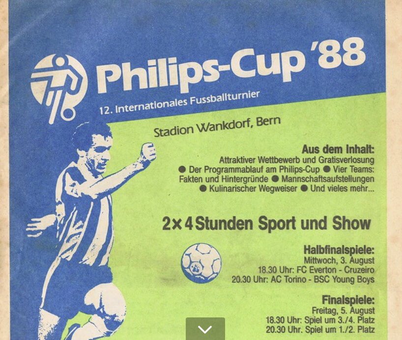 Newspaper supplement for the Philips Cup ‘88, the tournament involving Everton, Torino, Cruzeiro & BSC Young Boys.