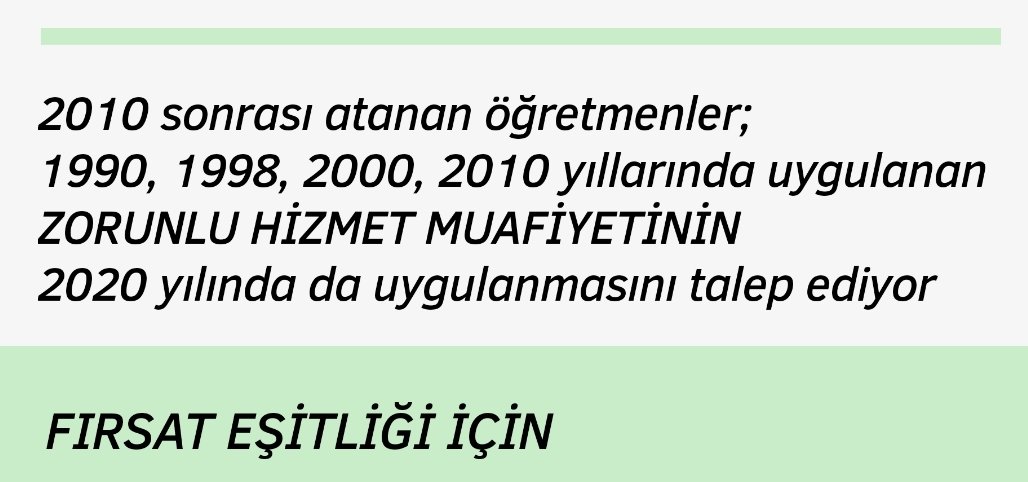 Aynı okulda görev yapan iki kişiden birisi 2010 da muafiyetle geleceğini planlarken 2010 sonrası atanan öğretmenlerin geleceği belirsiz. <a href="/RTErdogan/">Recep Tayyip Erdoğan</a>
 
<a href="/tcbestepe/">T.C. Cumhurbaşkanlığı</a>
 
<a href="/ziyaselcuk/">Ziya Selçuk</a>
 
<a href="/safran1958/">Mustafa SAFRAN</a>
 
<a href="/omerinan06/">Ömer İNAN</a>
 
<a href="/kamilaydinmhp/">Prof.Dr.Kamil Aydın</a>
 
<a href="/_aliyalcin_/">Ali YALÇIN</a>
 
<a href="/TalipGeylan06/">Talip Geylan</a>

ZorunluHizmet AffınaEvet