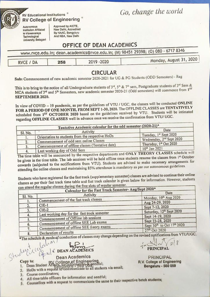 RvceStudents's tweet image. The official notice from RVCE. (6/6)