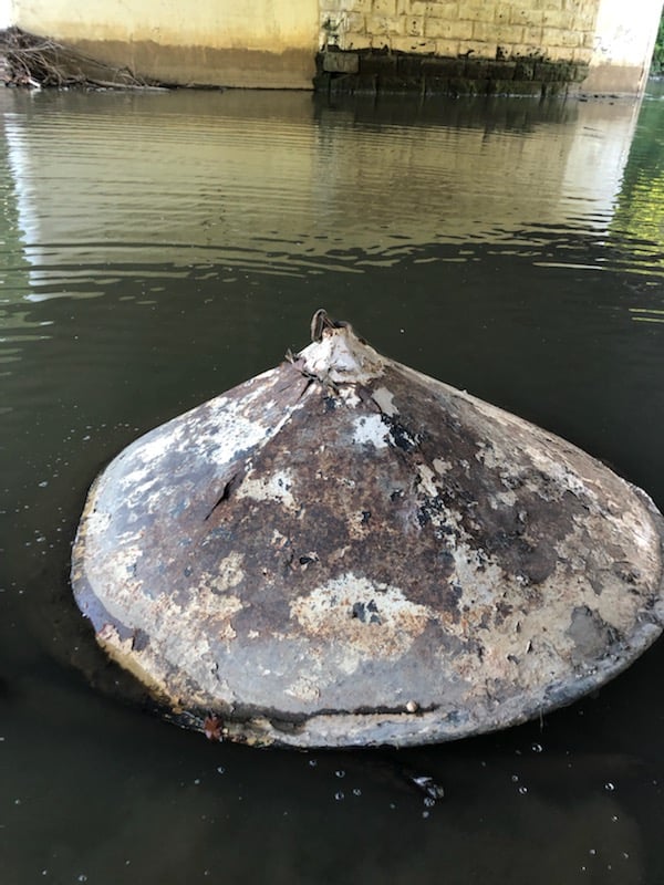Hey  @NASA if you& #39;re missing an Apollo capsule, it overshot the ocean and splashed down in our Olentangy River. Volunteers found this 880-lbs object during Aug 22 river clean-up. It was recycled and the money donated to the Olentangy Watershed Alliance. Anyone know what it is?