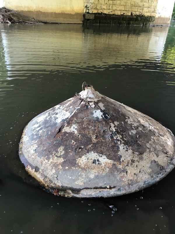 Hey  @NASA if you're missing an Apollo capsule, it overshot the ocean and splashed down in our Olentangy River. Volunteers found this 880-lbs object during Aug 22 river clean-up. It was recycled and the money donated to the Olentangy Watershed Alliance. Anyone know what it is?