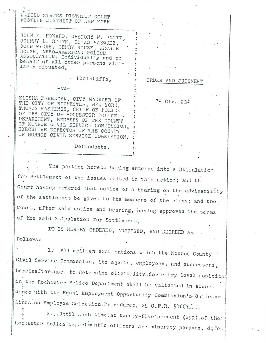 1/ How's Rochester doing with a consent decree to integrate the police department back in the 1970's?  @gcraig1  @gwvanson  @WillCleveland13  @TheMinorityRep