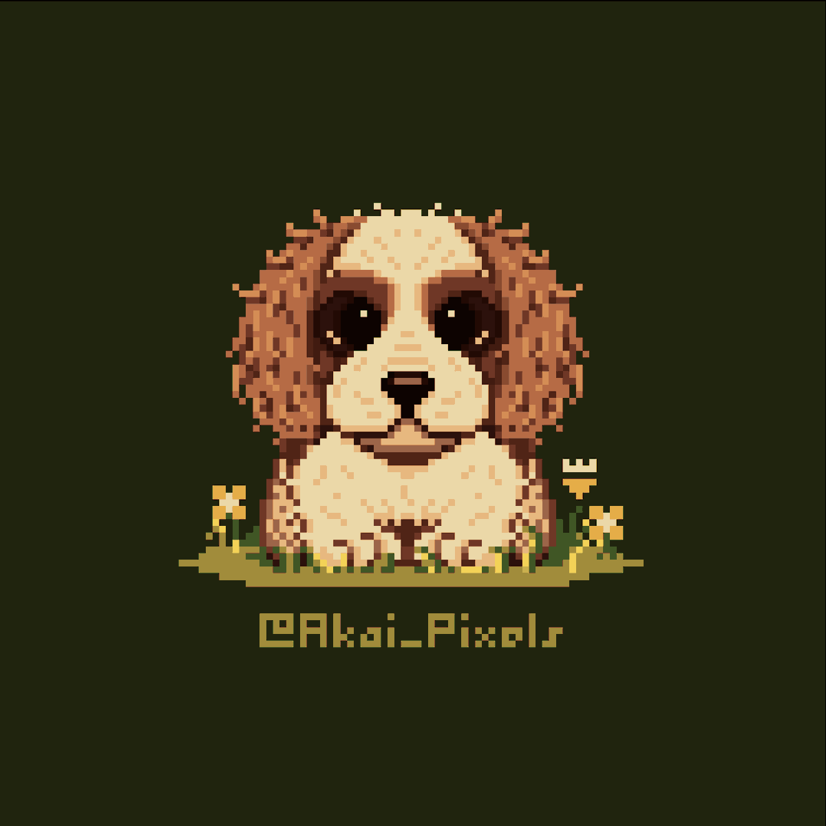 Akai_Pixels's tweet photo. This is my first post on twitter! A cavalier puppy for @pixel_dailies
 #pixel_dailies #pixelart #puppy #cavalier https://t.co/ACdD44VQYE