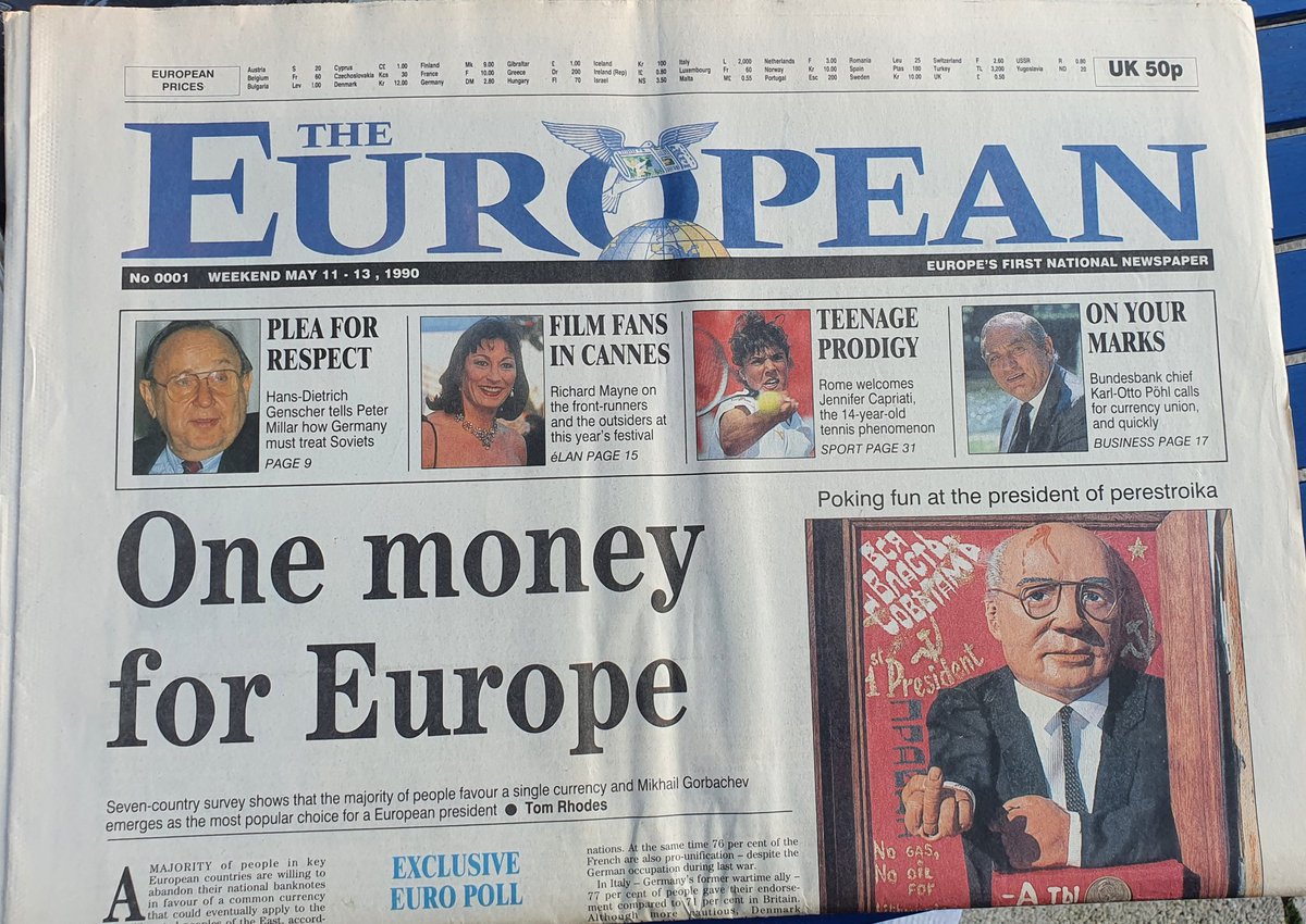 Number 1 edition of the European, wonder how that single currency got on?