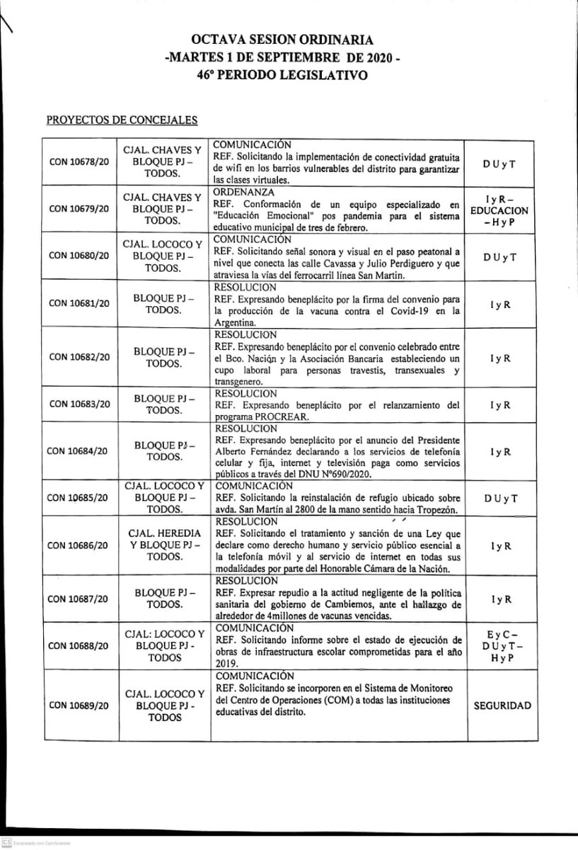 HCD3F's tweet image. Orden del día para la 8° Sesión Ordinaria del 2020.
@HCD3F

@sergioiacovino

Se tomarán las medidas de protección y distanciamiento necesarias para cuidarnos entre todos.
Lo podes seguir en vivo por Facebook mañana: fb.me/HCD3F