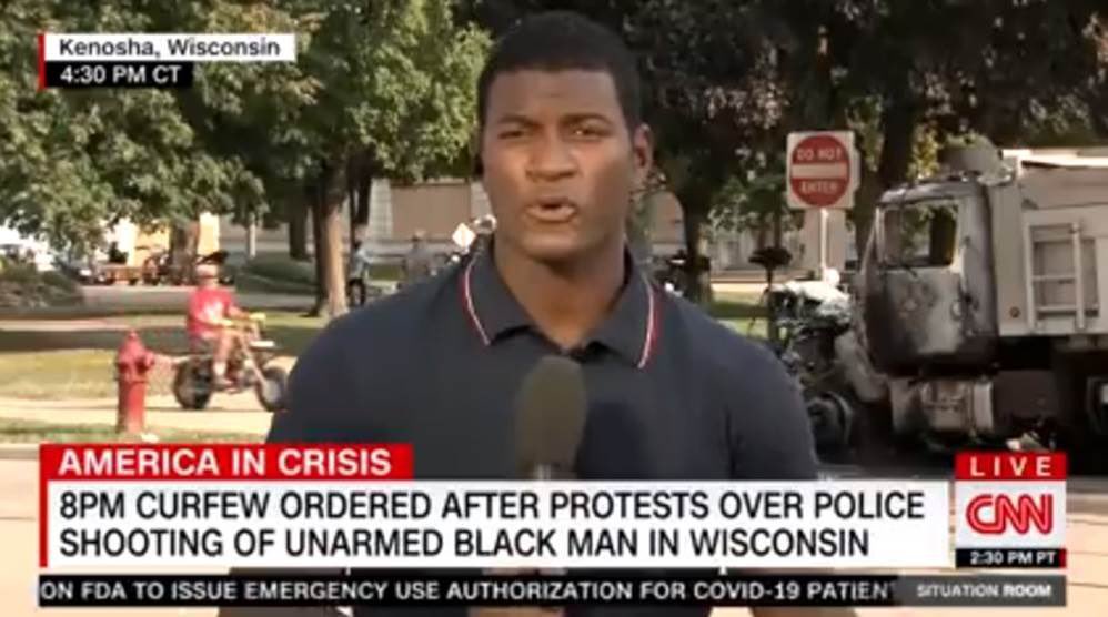 CNN quickly changed its chyron and removed the word “violent” after briefly admitting the truth about the riots in Kenosha