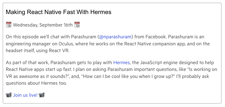 tjvantoll's tweet image. Next few weeks of React Wednesdays are looking 🔥

- Sep 2nd: Remote work w/@dandigneromain, @robocell &amp;amp; @dskaggs 
- Sep 9th: Dual-screen devices w/@conceptdev
- Sep 16th: Hermes w/@nparashuram
- Sep 23rd: Mental models w/@ObedParla 

telerik.com/react-wednesda…