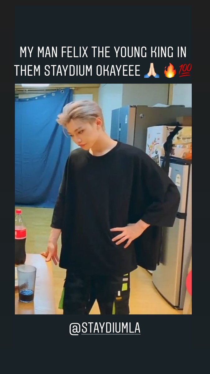 BM reposted a snippet of Chan showing off his Black Camo Cargo Pants and posted a screenshot of Felix wearing the Black Camo Cargo Pants from BM's STAYDIUM clothing line