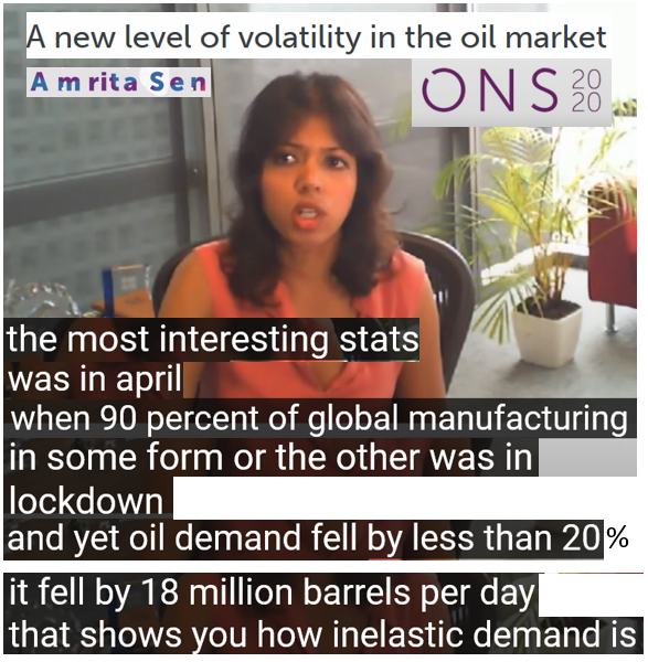 eyaven's tweet photo. Interesting view on global oil demand and elasticity from @ea_amrita on #ONS2020 at approx 22:00 mm:ss @Peters_Glen https://t.co/QDcIET0vCw https://t.co/j4ymzdIxvk