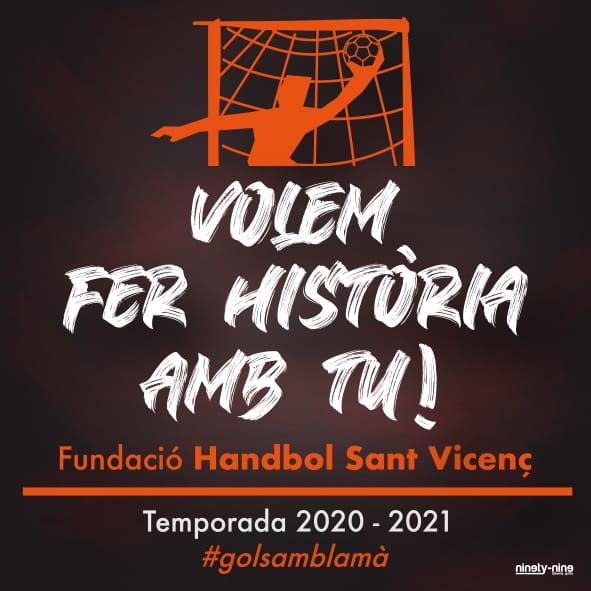HandbolStVicenc's tweet photo. Volem fer història amb tu!

Aquest eslògan serà el que ens identificarà aquesta temporada. Una temporada que tot i el neguit de la pandèmia, esperem poder gaudir dels #golsamblamà.

El disseny ha estat realitzat per @99dissenygrafic 

#FundacióHSV #santvicençdelshorts #HSV https://t.co/9xfaEog2G5