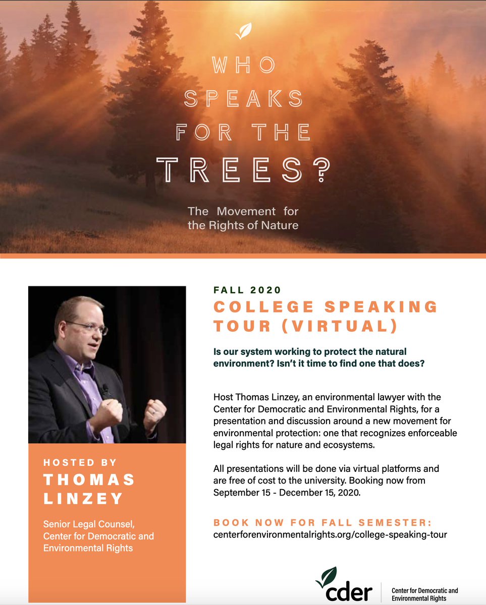 VCCR_2019's tweet image. Rights of Nature movement - Host an event with Thomas Linzey College Virtual Tour. @RightsOfNature @EstVnder @EnoughVa @jwmab We believe democratic and environmental rights are integrally connected.