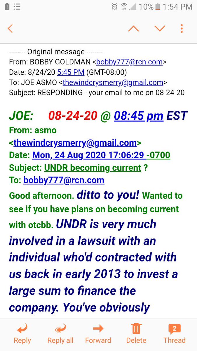 The company reached out to someone on twitter, which went mostly unseen, about them getting active “very soon” which was ALL silky needed to hear... with  $CMGO, lawsuit, and one we’ve banked on in the past moving, this is gonna rip as lawsuit is in the millions with  $UNDR