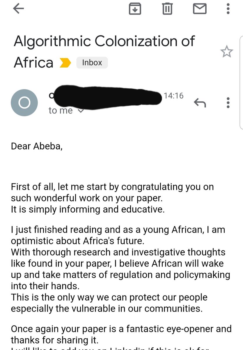 Heartwarming emails, on the other hand, which seem to come from fellow Africans, are very appreciated   #Solidarity