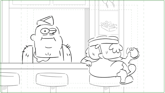 I'm pretty sure it was Chris Houghton who drew Greasy's design? It was just one doodle on a post-it and everyone was like "that's it, we got him"